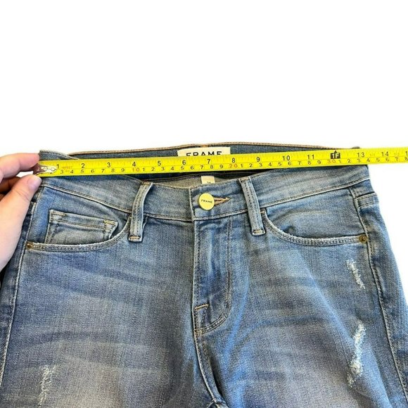 Frame Le Skinny de Jeanne Light Wash Distressed Jeans Womens 26 - Picture 3 of 5